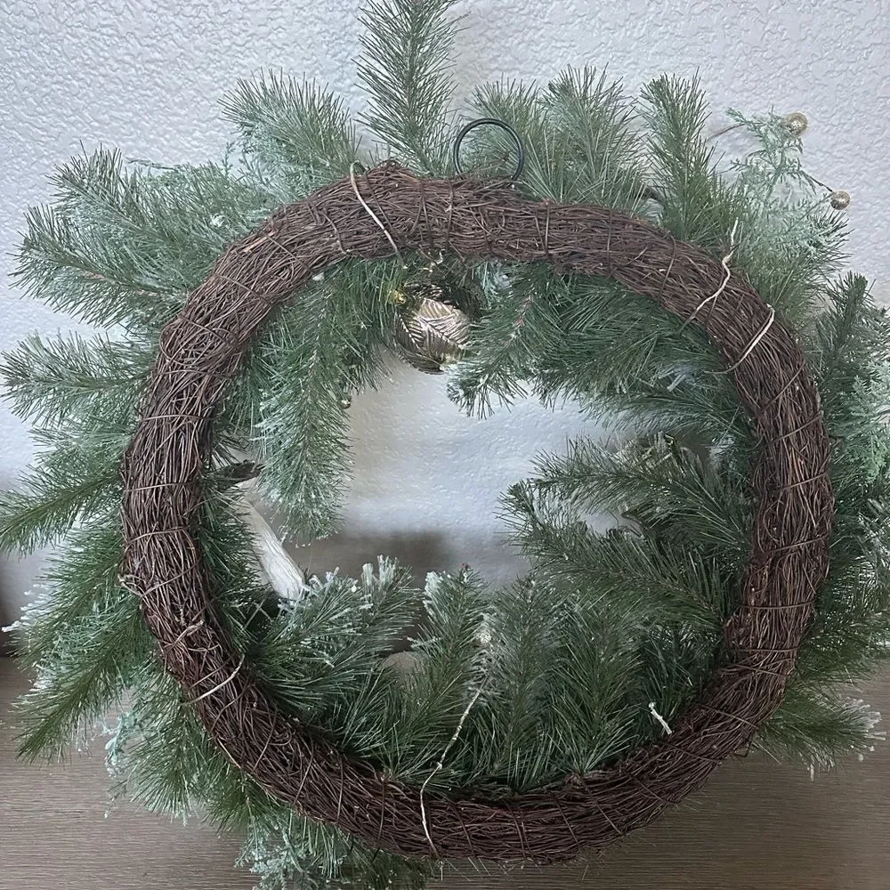 Velvet Sequin Mushroom & Glitter Berry Flocked Christmas Holiday Wreath